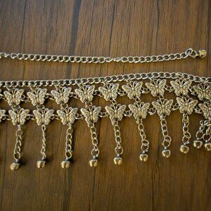 Butterfly Belly Dance Belt — Boho Gypsy Coin Chain (Handmade, 41”) Real jingles